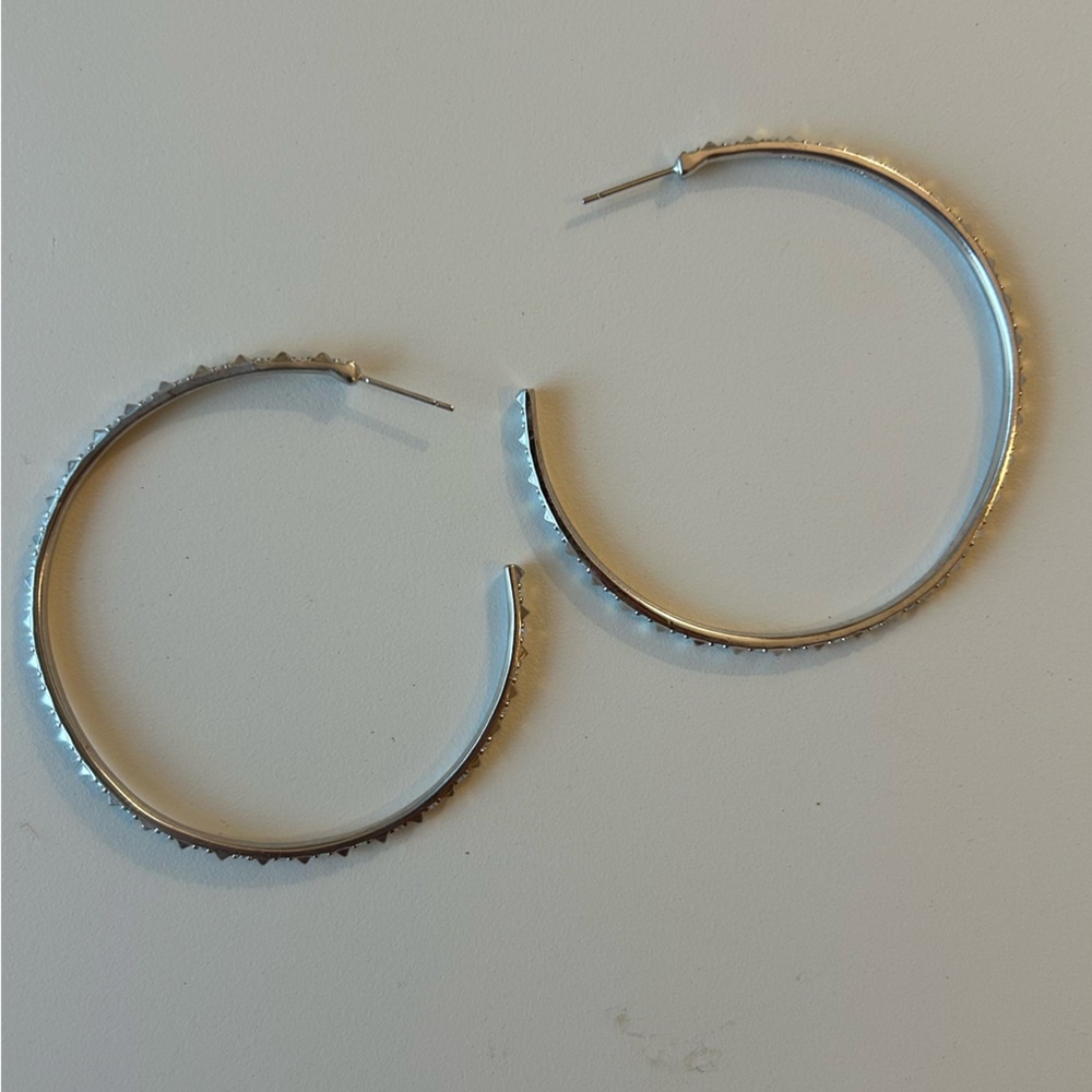 Kendra Scott Silver Crystal Val Hoops 2.5 inches